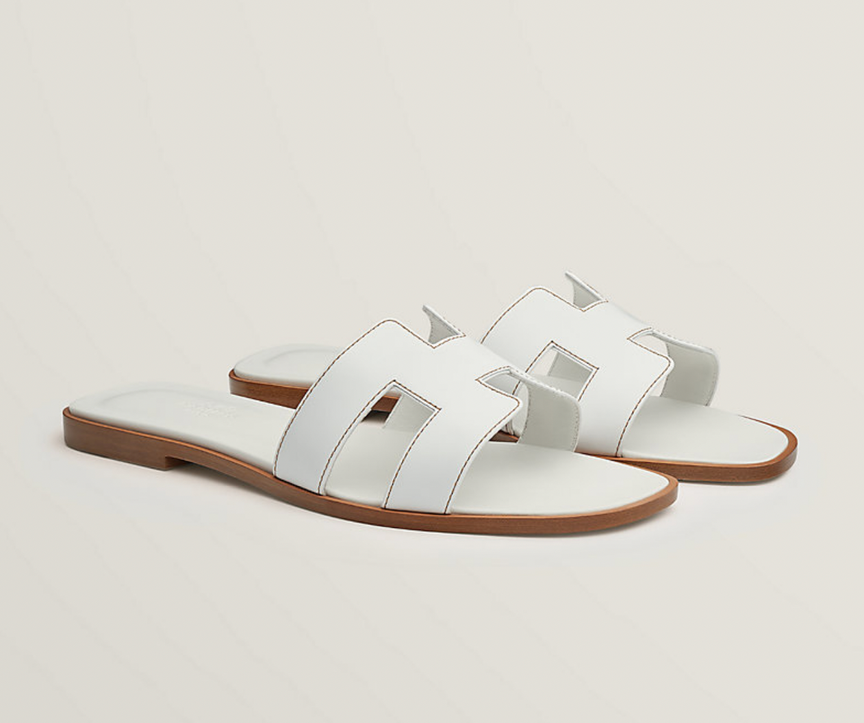 hermes oran sandals white